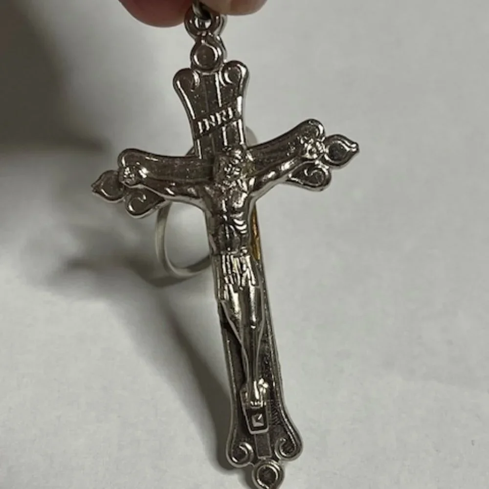 Silver-Toned Metal Jesus Crucifix Cross Keychain Pendant Charm Providence1.5